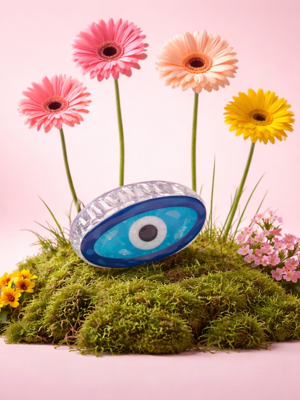 Evil Eye hand painted hair clip